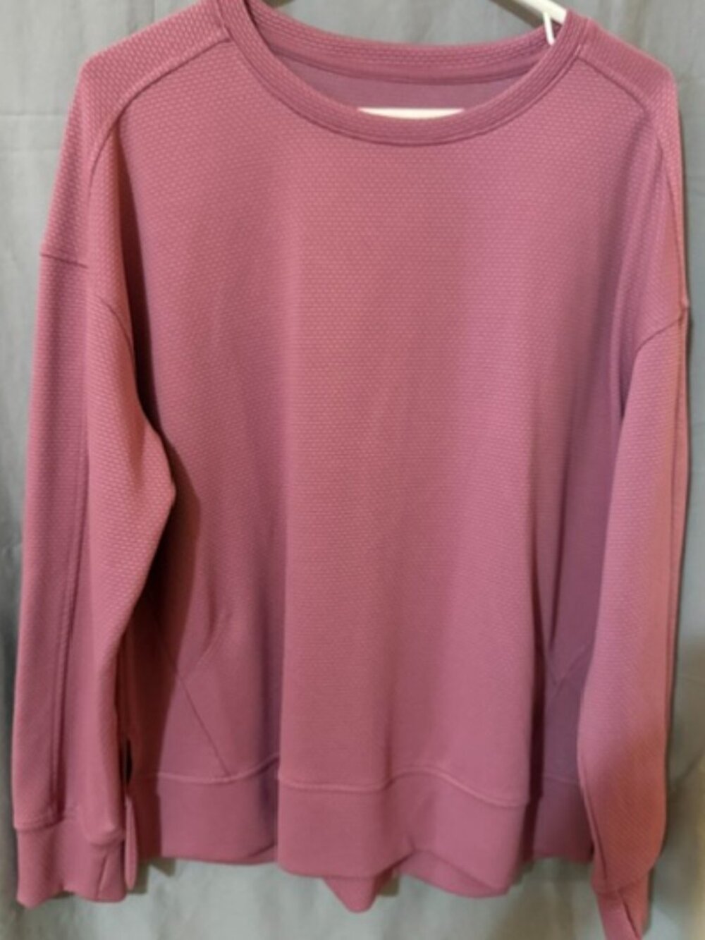 Freely Mauve Pink Textured Long Sleeve Relaxed Pullover Top SKU203